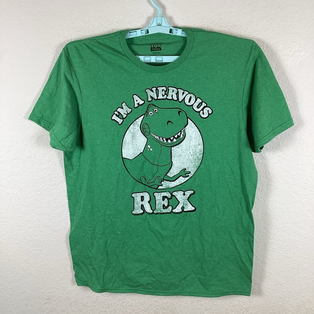Toy Story Mens T Shirt Sz L Large Short Sleeve Crew Neck Green Soft Excellent